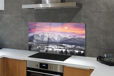 Panel szklany do Kuchni Góry w Zimowej Szacie