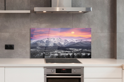 Panel szklany do Kuchni Góry w Zimowej Szacie