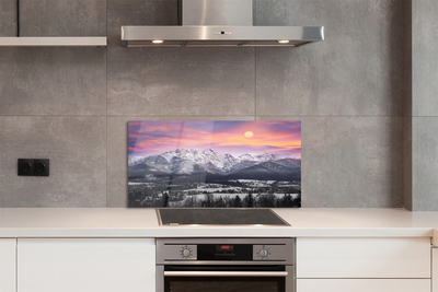 Panel szklany do Kuchni Góry w Zimowej Szacie