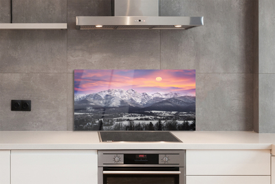 Panel szklany do Kuchni Góry w Zimowej Szacie