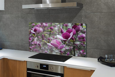 Szklany Panel Fioletowy Kwiat Magnolii