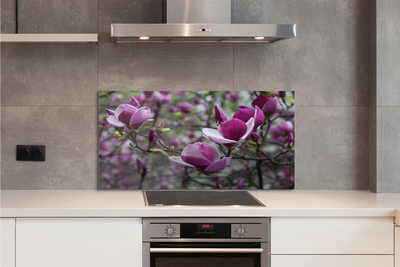 Szklany Panel Fioletowy Kwiat Magnolii
