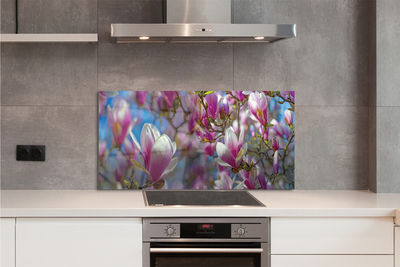 Szklany Panel Drzewa Magnolii w Rozkwicie