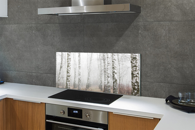 Panel szklany do Kuchni Mglisty Poranek wśród Brzóz