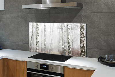 Panel szklany do Kuchni Mglisty Poranek wśród Brzóz