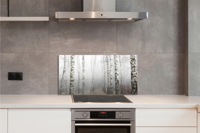 Panel szklany do Kuchni Mglisty Poranek wśród Brzóz