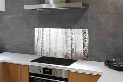 Panel szklany do Kuchni Mglisty Poranek wśród Brzóz