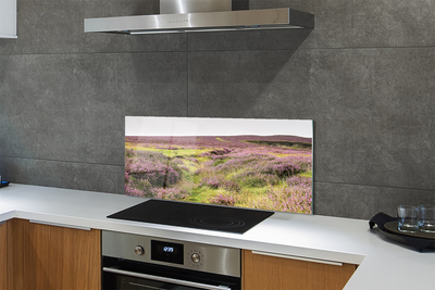 Szkło do Kuchni na Ścianę Morze Fioletowych Wrzosów