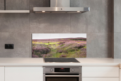 Szkło do Kuchni na Ścianę Morze Fioletowych Wrzosów