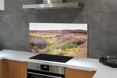 Szkło do Kuchni na Ścianę Morze Fioletowych Wrzosów