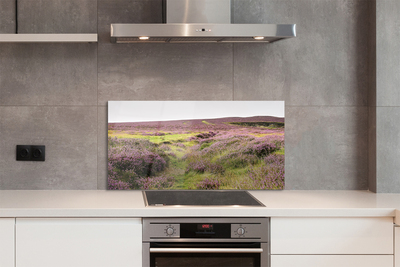 Szkło do Kuchni na Ścianę Morze Fioletowych Wrzosów