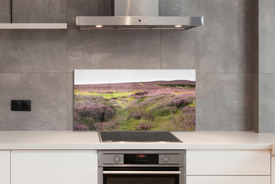 Szkło do Kuchni na Ścianę Morze Fioletowych Wrzosów