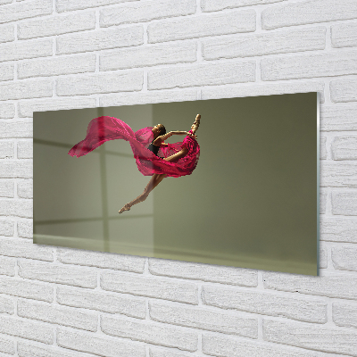 Szklany Panel Kobieta szpagat różowy materiał