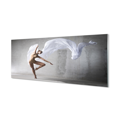 Szklany Panel Kobieta taniec biały materiał