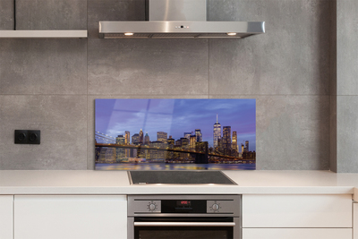 Panel Szklany Zachód Słońca nad Wodą i Mostem