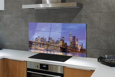 Panel Szklany Zachód Słońca nad Wodą i Mostem