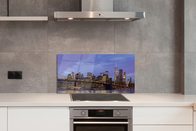 Panel Szklany Zachód Słońca nad Wodą i Mostem