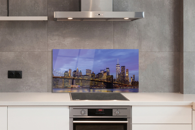 Panel Szklany Zachód Słońca nad Wodą i Mostem