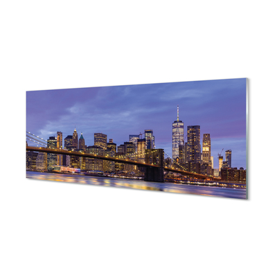 Panel Szklany Zachód Słońca nad Wodą i Mostem