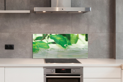 Szklany Panel Krople Deszczu na Liściach