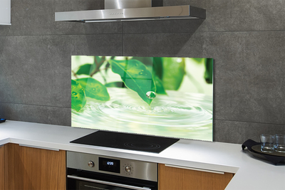 Szklany Panel Krople Deszczu na Liściach