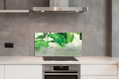 Szklany Panel Krople Deszczu na Liściach