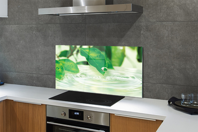 Szklany Panel Krople Deszczu na Liściach