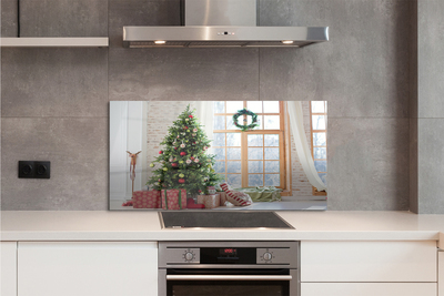 Szklany Panel Świąteczne Choinki i Podarki