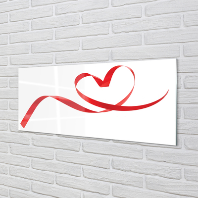 Panel szklany do Kuchni Serce z Czerwoną Wstążką