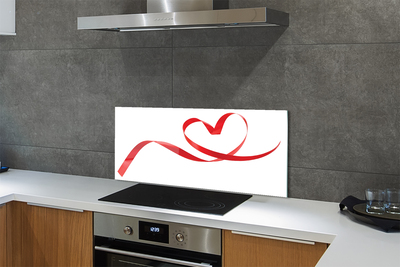 Panel szklany do Kuchni Serce z Czerwoną Wstążką