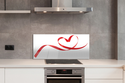 Panel szklany do Kuchni Serce z Czerwoną Wstążką