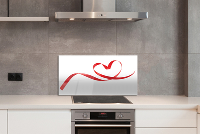 Panel szklany do Kuchni Serce z Czerwoną Wstążką