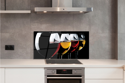 Panel szklany do Kuchni Minimalistyczne Kieliszki w Czerni