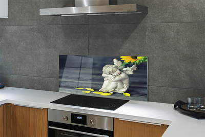 Panel Kuchenny Szklany Śpiący Aniołek w Słonecznikach