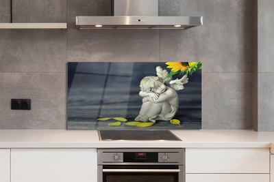Panel Kuchenny Szklany Śpiący Aniołek w Słonecznikach