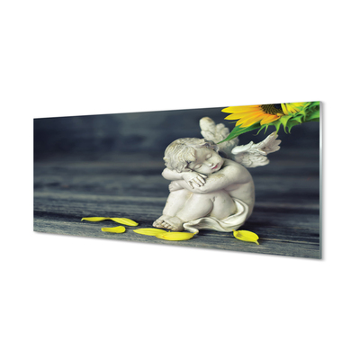 Panel Kuchenny Szklany Śpiący Aniołek w Słonecznikach