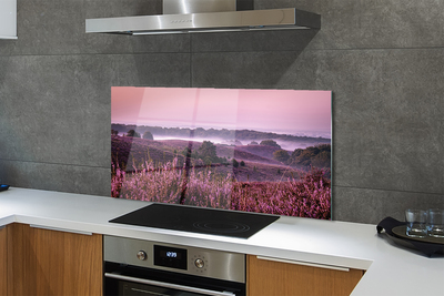 Szkło do Kuchni na Ścianę Wrzosy w Pełnym Rozkwicie