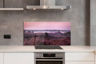 Szkło do Kuchni na Ścianę Wrzosy w Pełnym Rozkwicie