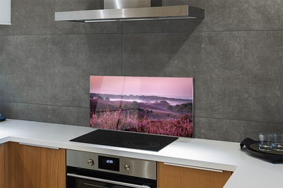 Szkło do Kuchni na Ścianę Wrzosy w Pełnym Rozkwicie