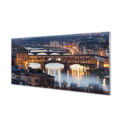 Panel Szklany Włochy Mosty noc rzeka