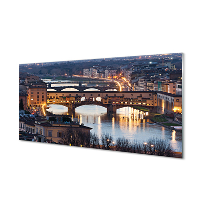 Panel Szklany Włochy Mosty noc rzeka