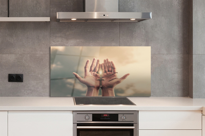 Szklany Panel Ręce Wzniesione ku Niebu