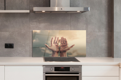 Szklany Panel Ręce Wzniesione ku Niebu