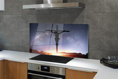 Szklany Panel Ukrzyżowany Jezus na tle Nieba