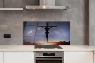 Szklany Panel Ukrzyżowany Jezus na tle Nieba