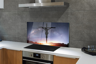 Szklany Panel Ukrzyżowany Jezus na tle Nieba