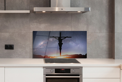 Szklany Panel Ukrzyżowany Jezus na tle Nieba