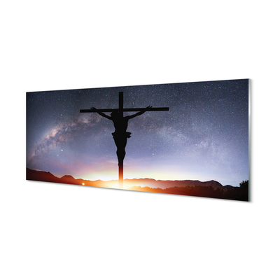 Szklany Panel Ukrzyżowany Jezus niebo