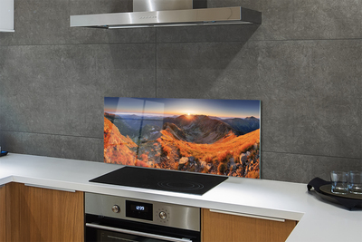 Panel szklany do Kuchni Szkarłatny Zachód w Alpach