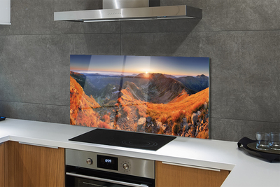 Panel szklany do Kuchni Szkarłatny Zachód w Alpach